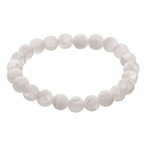 Selenite Crystal Bead Bracelet ? Healing Crystal Bracelet for Women and Men's Gifts ? 8mm Round Beaded Stretchy Healing and Protection Gemstone Bracelet